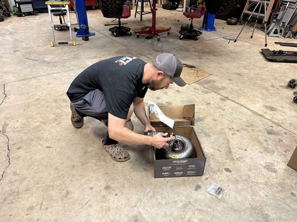 Ben getting the TCI Torque Converter ready for install